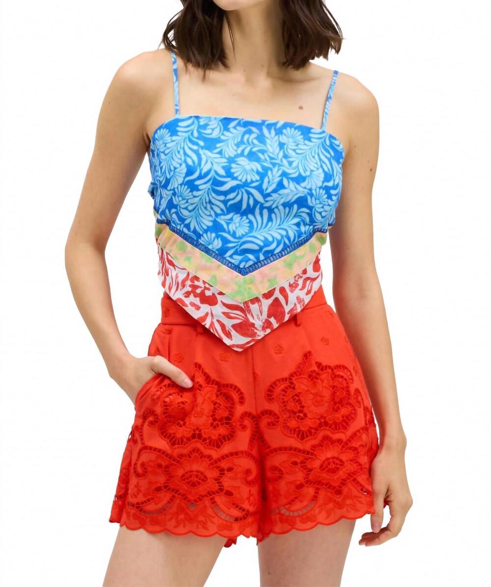 NEW ALLISON NEW YORK scarf tank top in mixed print